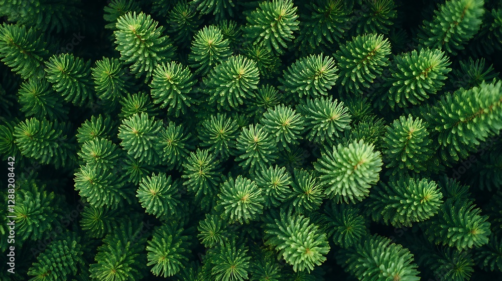 Evergreen needles, close-up, forest background, nature backdrop Evergreen needles, close-up, forest background, nature backdrop