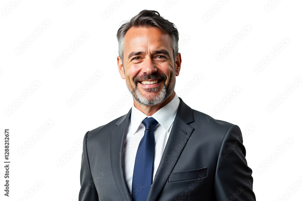 Smiling businessman in suit, isolated on transparent background. Corporate headshot for website, profile, and marketing use. Smiling businessman in suit, isolated on transparent background. Corporate headshot for website, profile, and marketing use.