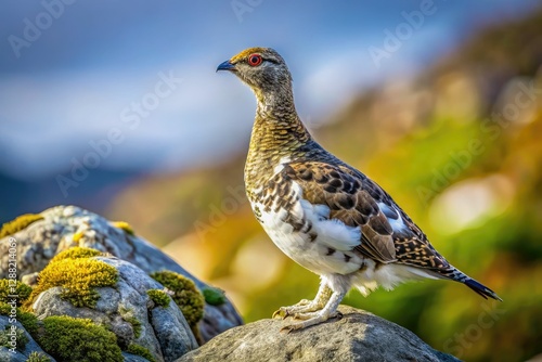 Wallpaper Mural High-resolution wildlife photo: a majestic ptarmigan, proudly perched amidst rugged, rocky terrain. Torontodigital.ca