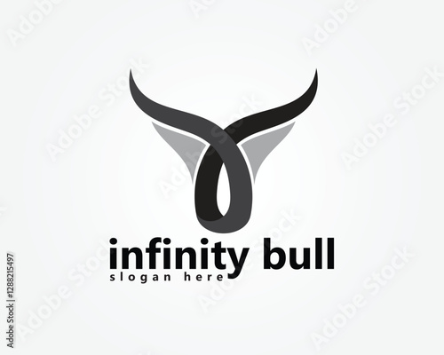 abstract animal logo, bull head abstract infinity logo design template