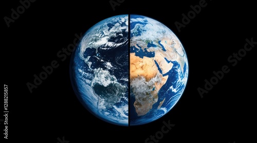 Stunning View of Earth from Space: Day and Night Hemispheres