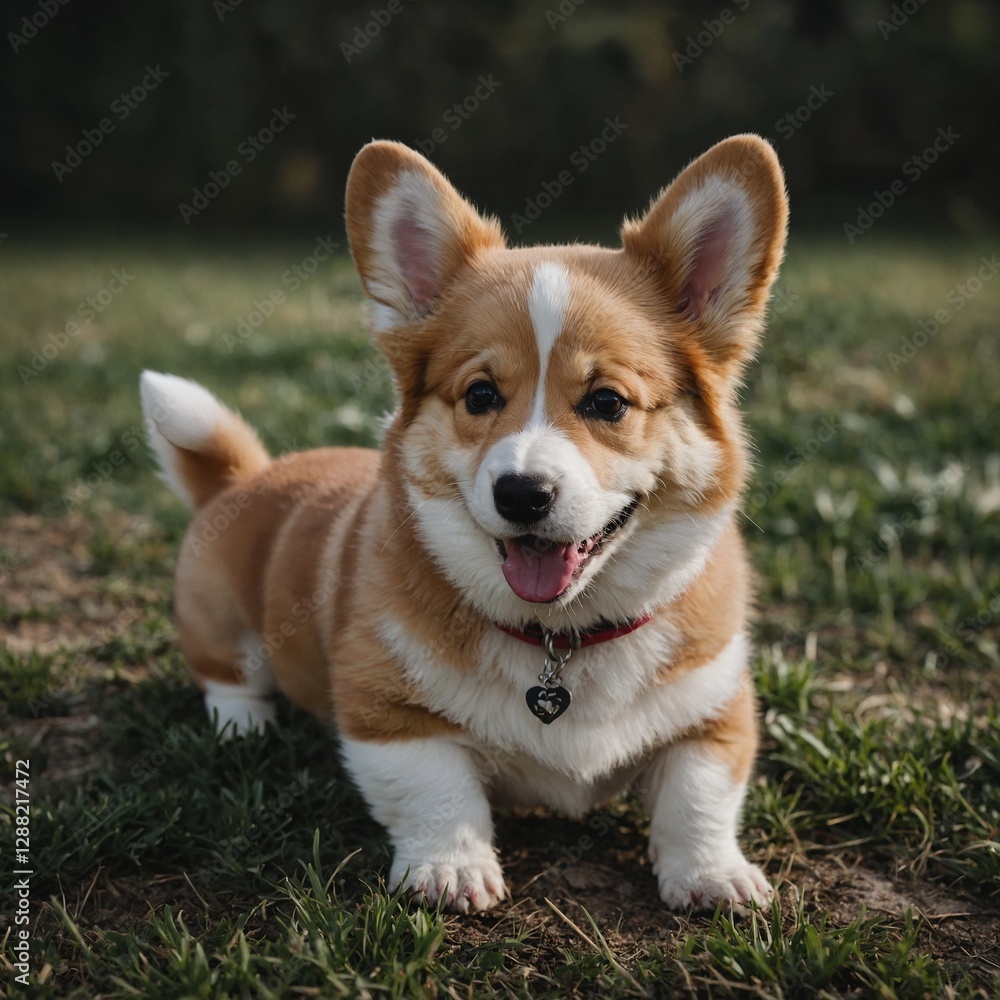 A smiling corgi puppy with tiny paws and a wagging tail. A smiling corgi puppy with tiny paws and a wagging tail.