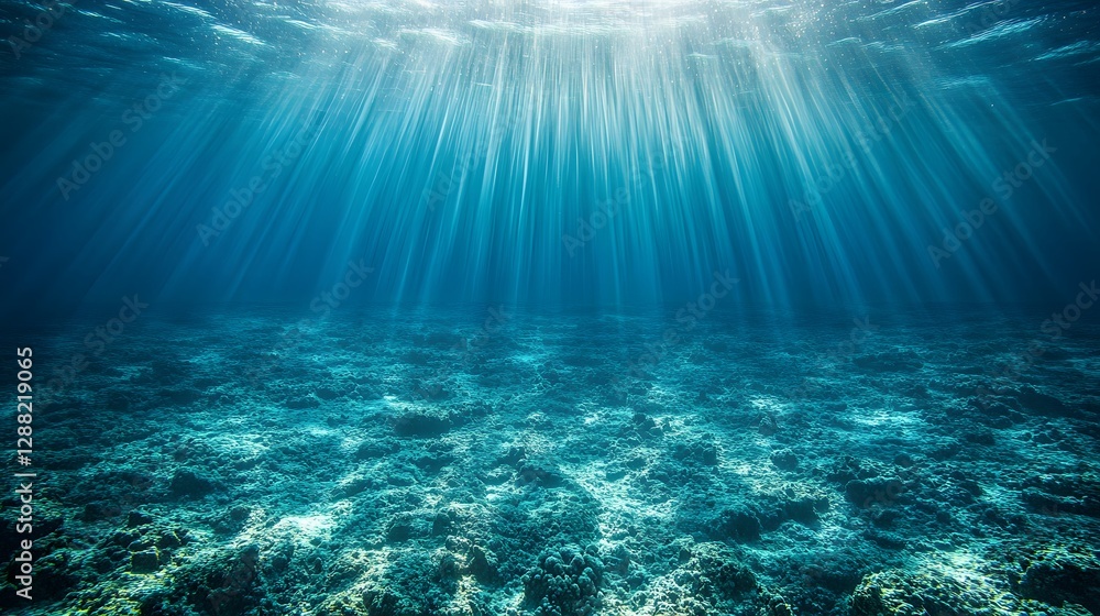 Fototapeta premium underwater sunbeams illuminate ocean floor