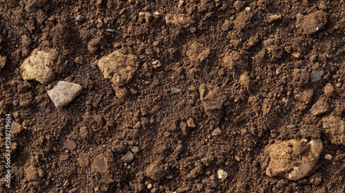 Rich Brown Soil Texture with Small Rocks, Gardening , Ground