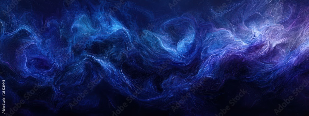 Abstract glowing design with flowing indigo waves radiating light over a dark gradient, detailed with blurred highlights. Abstract glowing design with flowing indigo waves radiating light over a dark gradient, detailed with blurred highlights.
