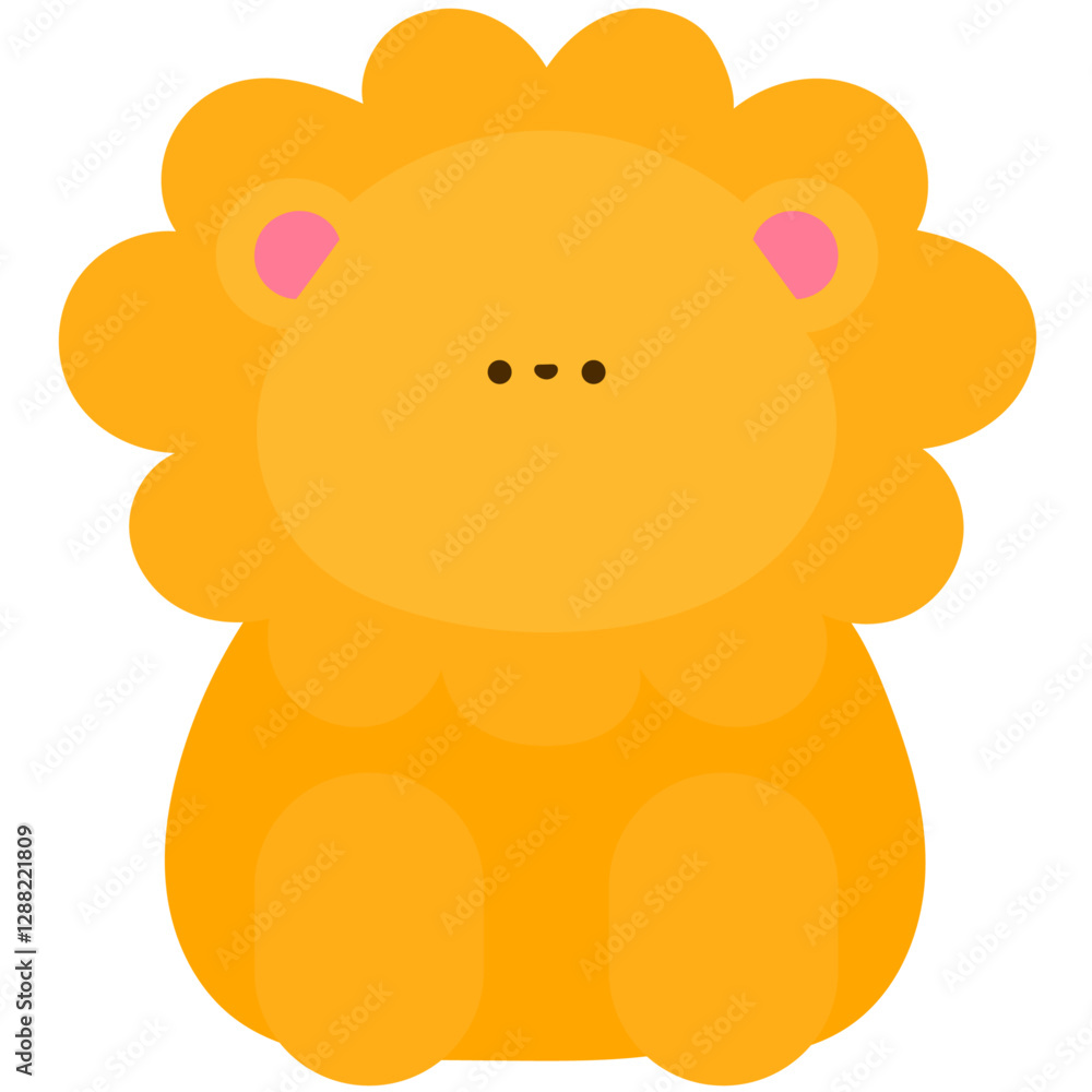 cheerful lion with a big fluffy mane, adorable wild animal flat vector illustration cheerful lion with a big fluffy mane, adorable wild animal flat vector illustration
