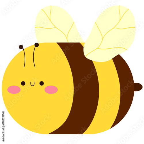 cute bee flying happily, adorable insect flat vector illustration