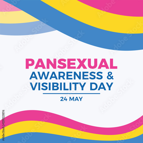 Pansexual Awareness and Visibility Day poster vector illustration. Pansexual waving abstract LGBT pride flag frame vector. Pansexual wavy border graphic design element. Template for background, banner