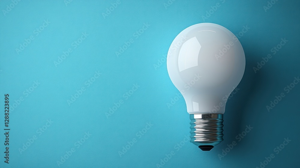 Single lightbulb on a bright blue background Single lightbulb on a bright blue background
