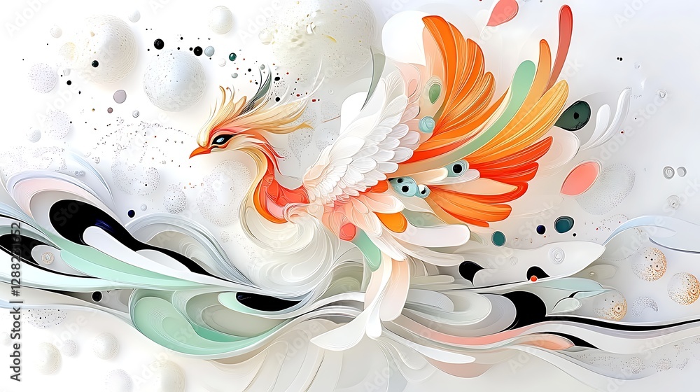 Obraz premium Majestic phoenix rising art studio digital artwork contemporary side view fantasy