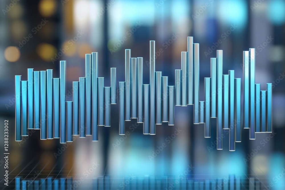 Abstract 3D Glass Bar Chart Financial Data Visualization Business Growth Graph Stock Market Trend