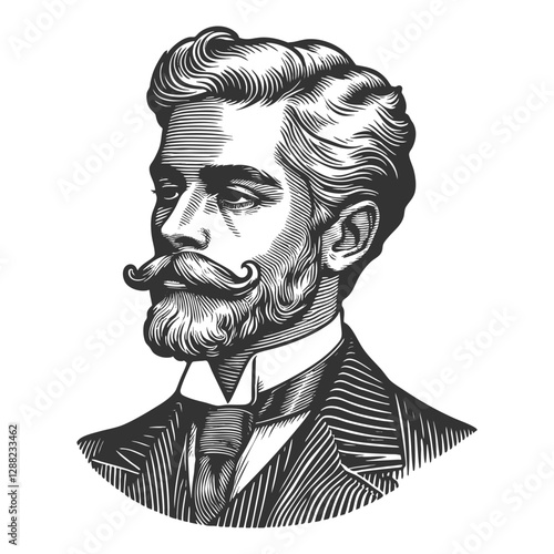 Portrait Gentleman with Mustache and Beard vector