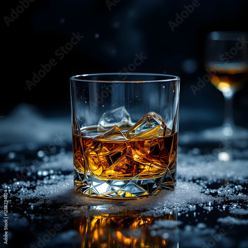 Chilled Elegance: A Glass of Whiskey on Ice