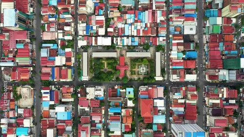Aerial View of Tuol Sleng Genocide Museum, Cambodia