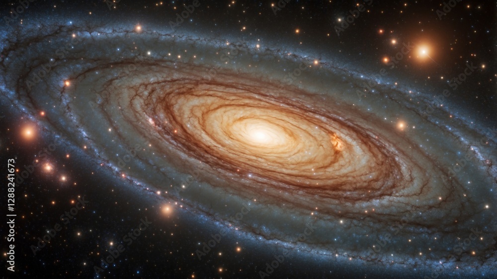Obraz premium An awe-inspiring view of the spiral galaxy Messier 81 reveals its stunning beauty and intricate detail.
