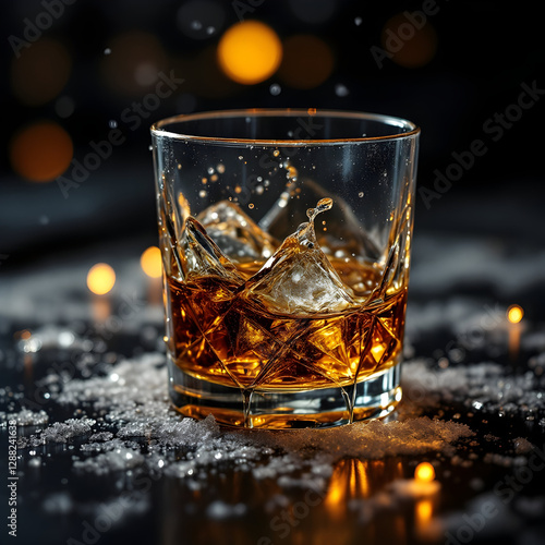 Chilled Elegance: A Glass of Whiskey on Ice