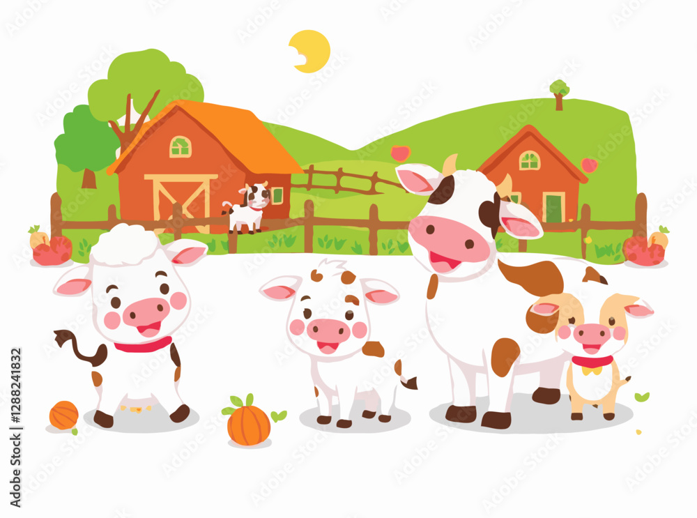Happy Farm Animals in a Bright and Lively Setting Happy Farm Animals in a Bright and Lively Setting