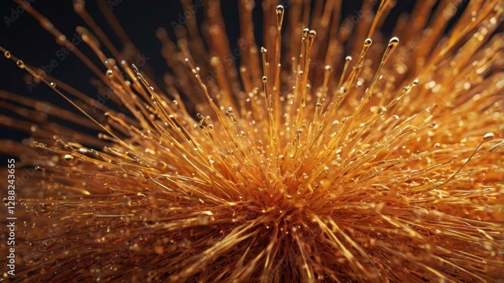 Naklejka premium Dynamic Abstract of Orange Optical Fiber Particles in 3D with Intricate Light and Sparkling Energy