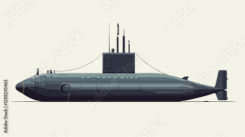 Illustration of a submarine. Naval forces.