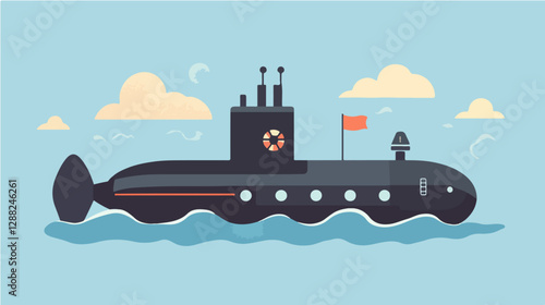 Illustration of a submarine. Naval forces.