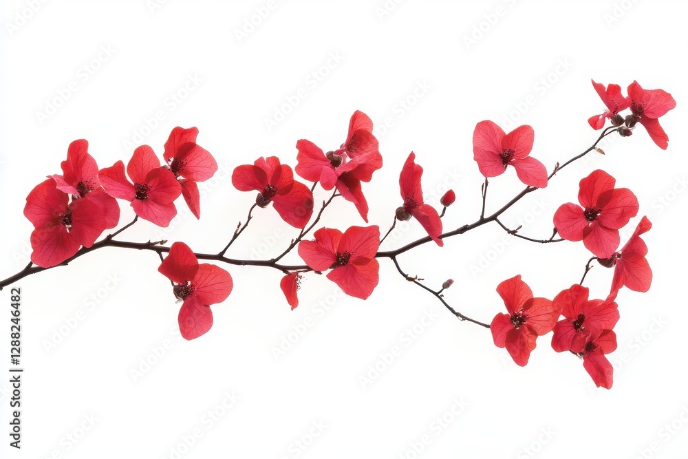 Naklejka premium a branch of red flower isolated on white background for creative designs and artistic projects in various industries .