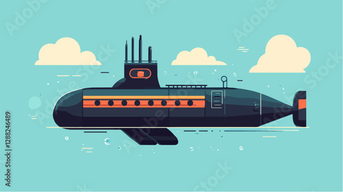 Illustration of a submarine. Naval forces.