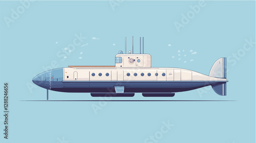 Illustration of a submarine. Naval forces.
