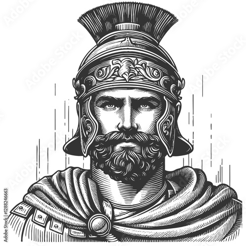 Ancient Roman Warrior in Detailed Helmet vector