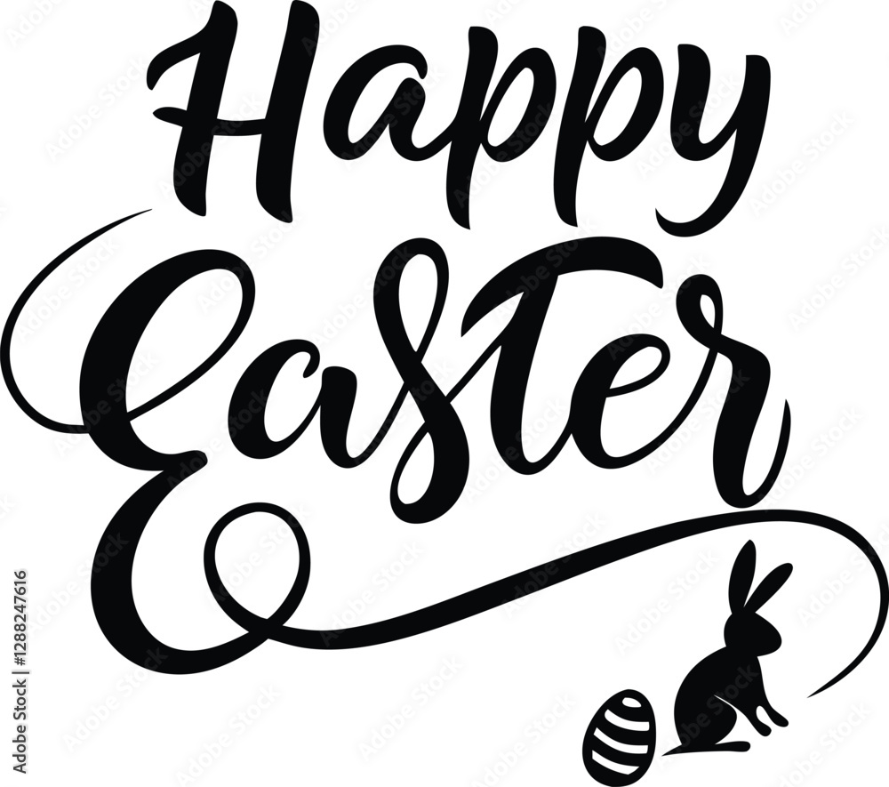 happy Easter Hand drawn calligraphy and brush pen lettering. design for holiday greeting card and invitation of the happy Easter day happy Easter Hand drawn calligraphy and brush pen lettering. design for holiday greeting card and invitation of the happy Easter day