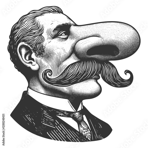 Caricatured Man with Large Nose vector