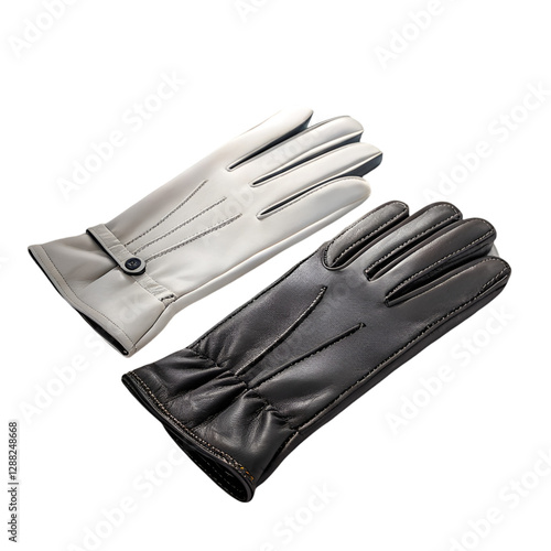 Luxury Leather Gloves: Black & White transparent background