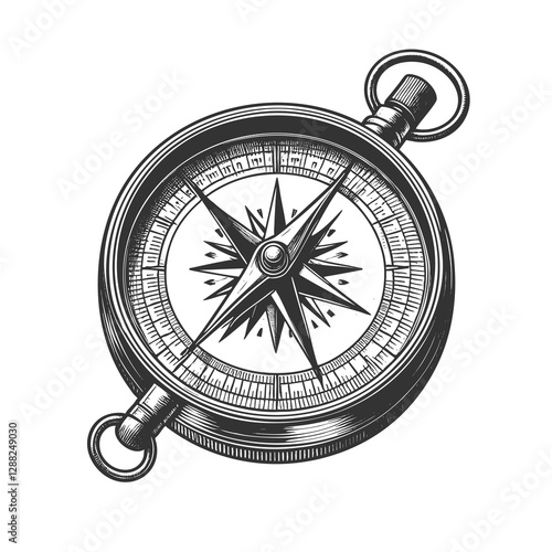 Vintage Compass raster illustration