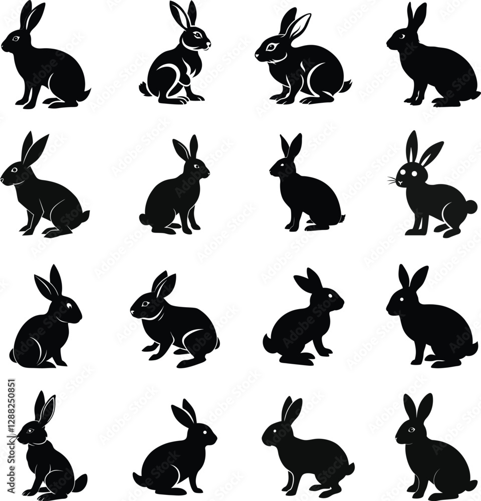 Fototapeta premium set of rabbit silhouette vector