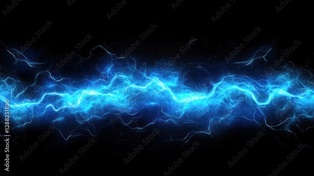 Fototapeta premium Abstract blue energy wave on black background.