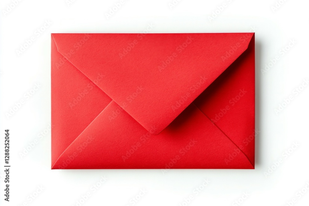Bright red envelope on white background. Neural network AI generated Bright red envelope on white background. Neural network AI generated