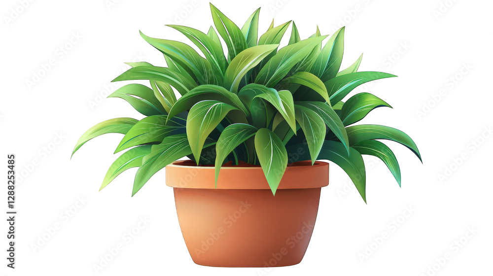 Fototapeta premium Vibrant Green Houseplant in a Terracotta Pot