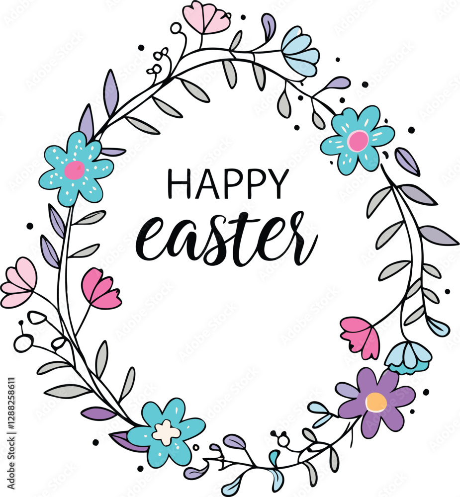 Easter egg decorative frame made of branches with flowers. Happy easter concept. Easter egg decorative frame made of branches with flowers. Happy easter concept.