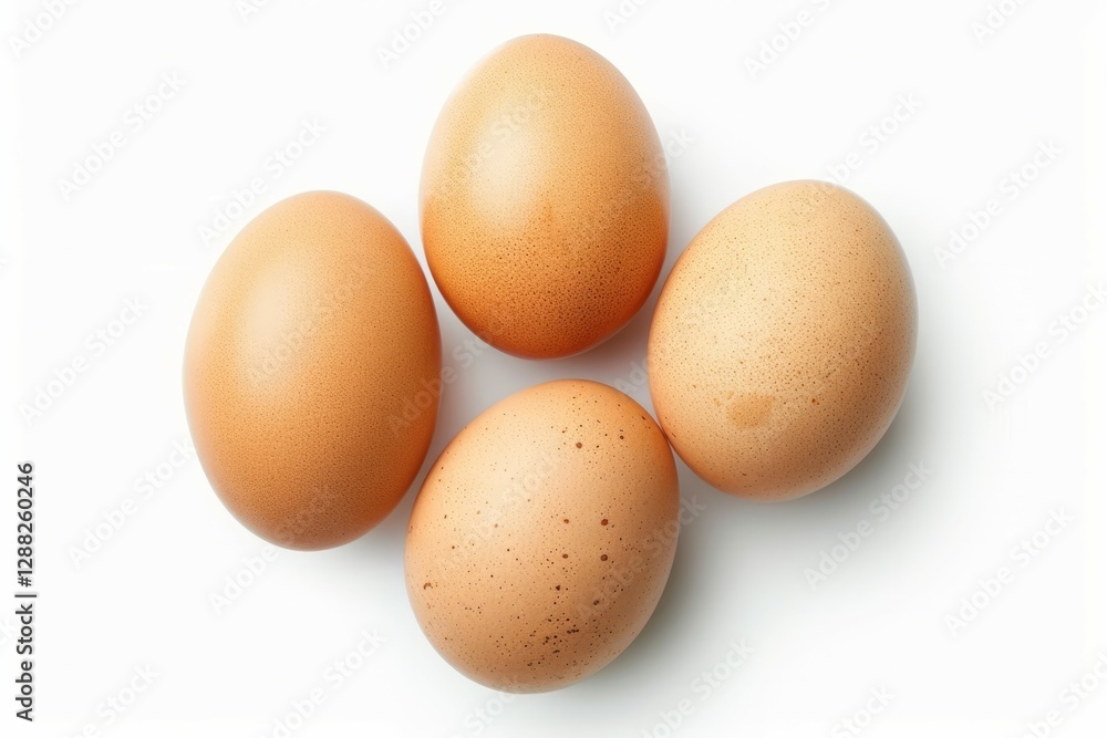Few brown eggs on white background. Neural network AI generated Few brown eggs on white background. Neural network AI generated