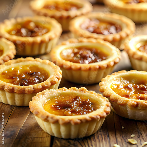 muffins on a wooden table pie mini food style Muffins en una mesa de madera pastel estilo mini comida
 photo