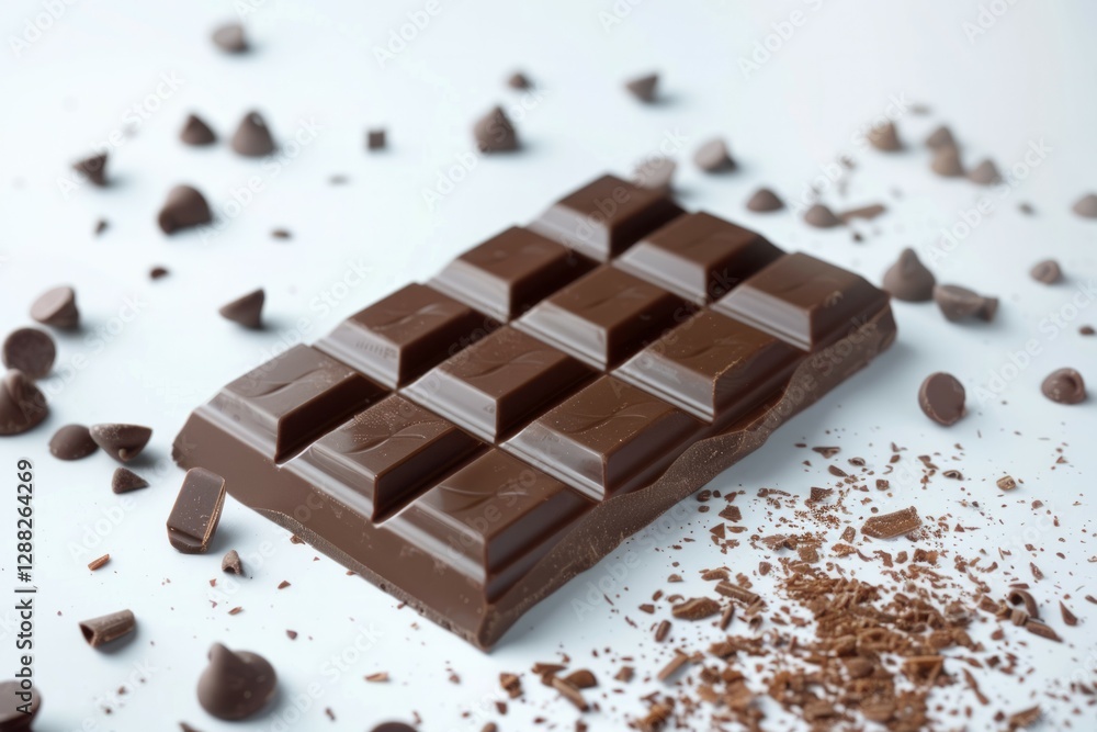 Stack of milk chocolate bars on white surface. Neural network AI generated Stack of milk chocolate bars on white surface. Neural network AI generated