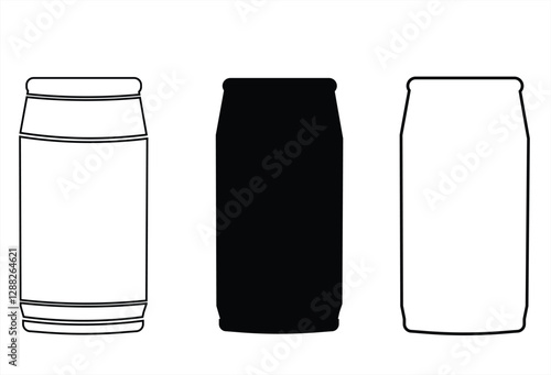 set of black plastic bottles. Soda can icon, transparent background. Dented soda cans icons set. Beverage, beer and brewing sign and symbol. soda and juice silhouette. Vector illustration