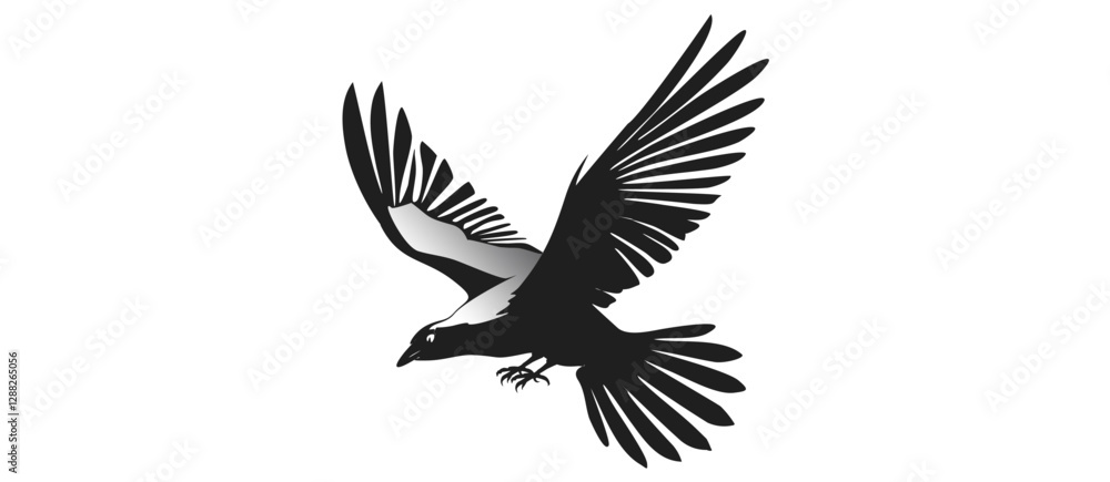 Flying Eagle Silhouette in Monochrome Vector Art Flying Eagle Silhouette in Monochrome Vector Art