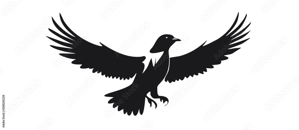 Obraz premium Flying Eagle Silhouette in Monochrome Vector Art