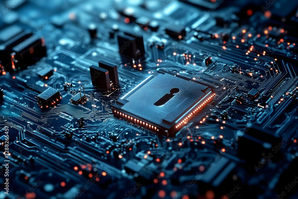 Data Security: Keyhole on Circuit Board Data Security: Keyhole on Circuit Board