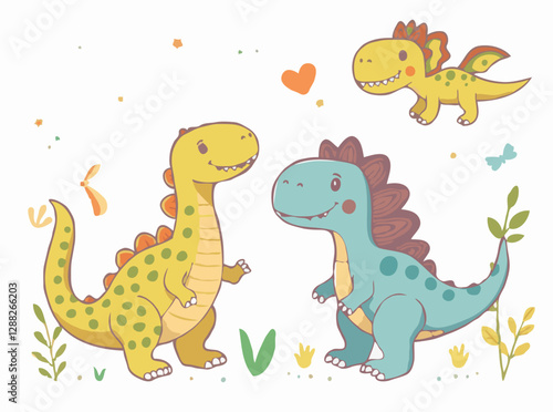 Adorable Dinosaur Friends - Fun Vector Elements for Kids' Storytelling