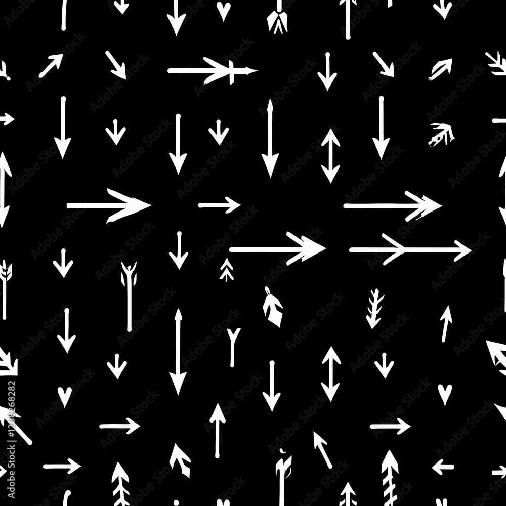 Abstract Arrow Pattern: A Monochrome Design of Diverse Arrows