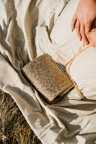 close up view of beautiful woman bag