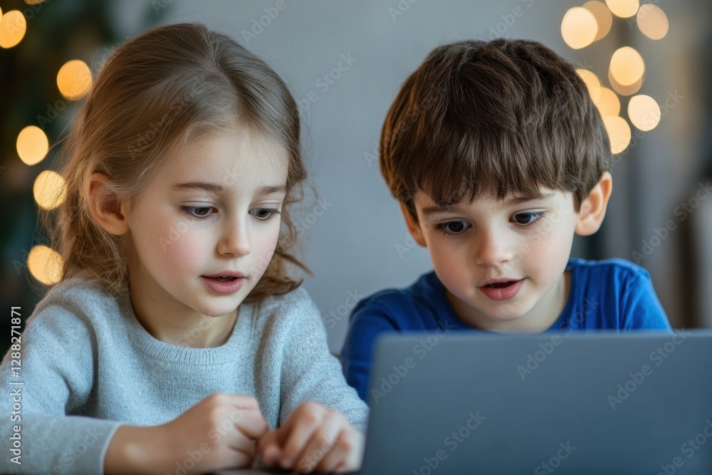 Online learning together two friends watch a training course on the same laptop, discuss the material, and take notes.