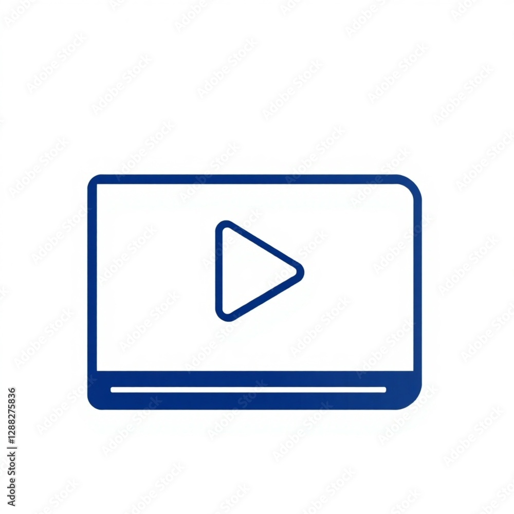 High-resolution stock photo of a flat design play video icon vector illustration crisp lines, vibrant blue color, professional aesthetic, isolated on a white background High-resolution stock photo of a flat design play video icon vector illustration crisp lines, vibrant blue color, professional aesthetic, isolated on a white background