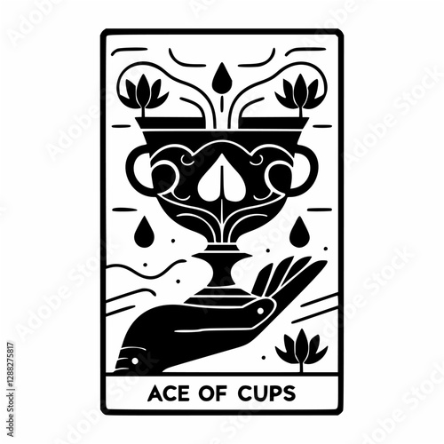 Mystical Ace of Cups Minimalist Illustration